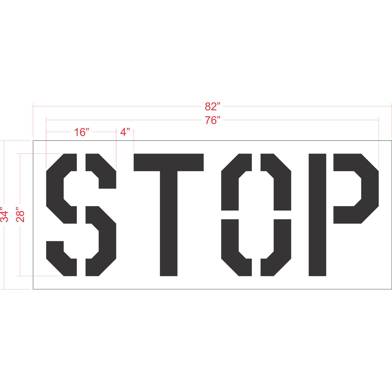 28 inch Lowe's STOP pavement marking stencil for retail parking lot and commercial traffic control striping applications