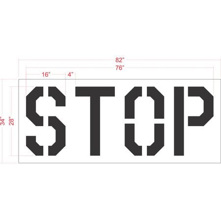 28 inch Lowe's STOP pavement marking stencil for retail parking lot and commercial traffic control striping applications