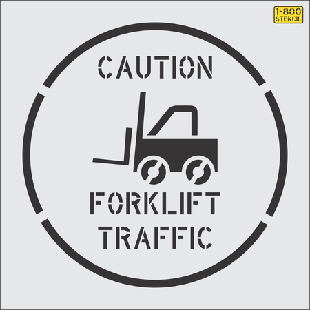 36" CAUTION FORKLIFT TRAFFIC Stencil - High-quality stencil for pavement marking, durable and reusable
