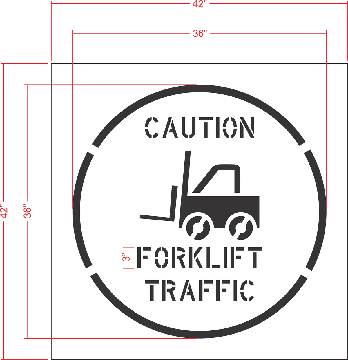 36" CAUTION FORKLIFT TRAFFIC Stencil - High-quality stencil for pavement marking, durable and reusable
