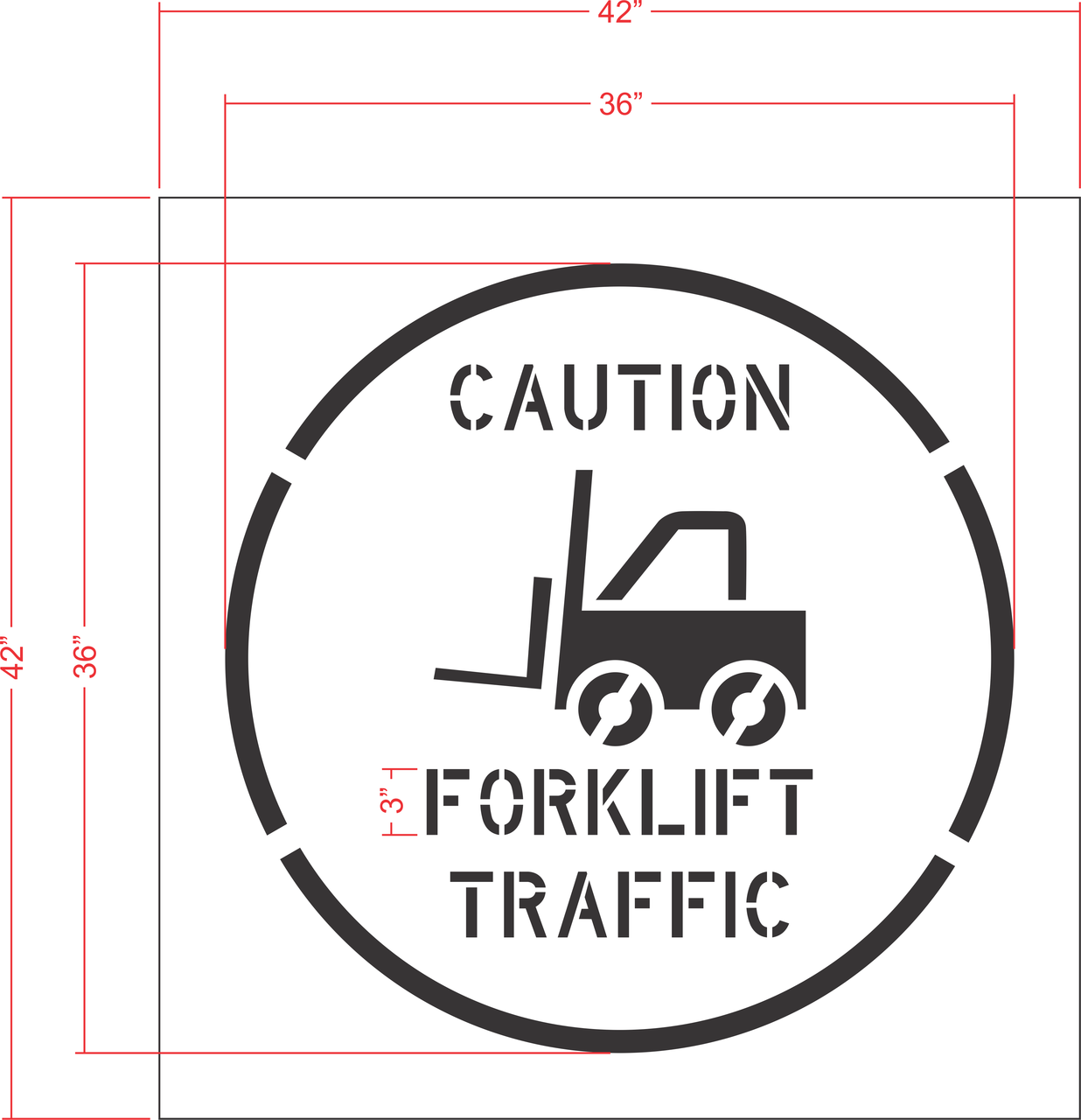 36" CAUTION FORKLIFT TRAFFIC Stencil - High-quality stencil for pavement marking, durable and reusable