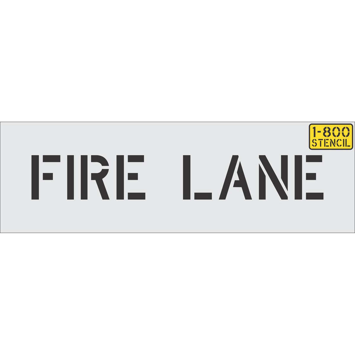 4 inch Standard FIRE LANE stencil for curb, parking lot, and municipal pavement marking applications