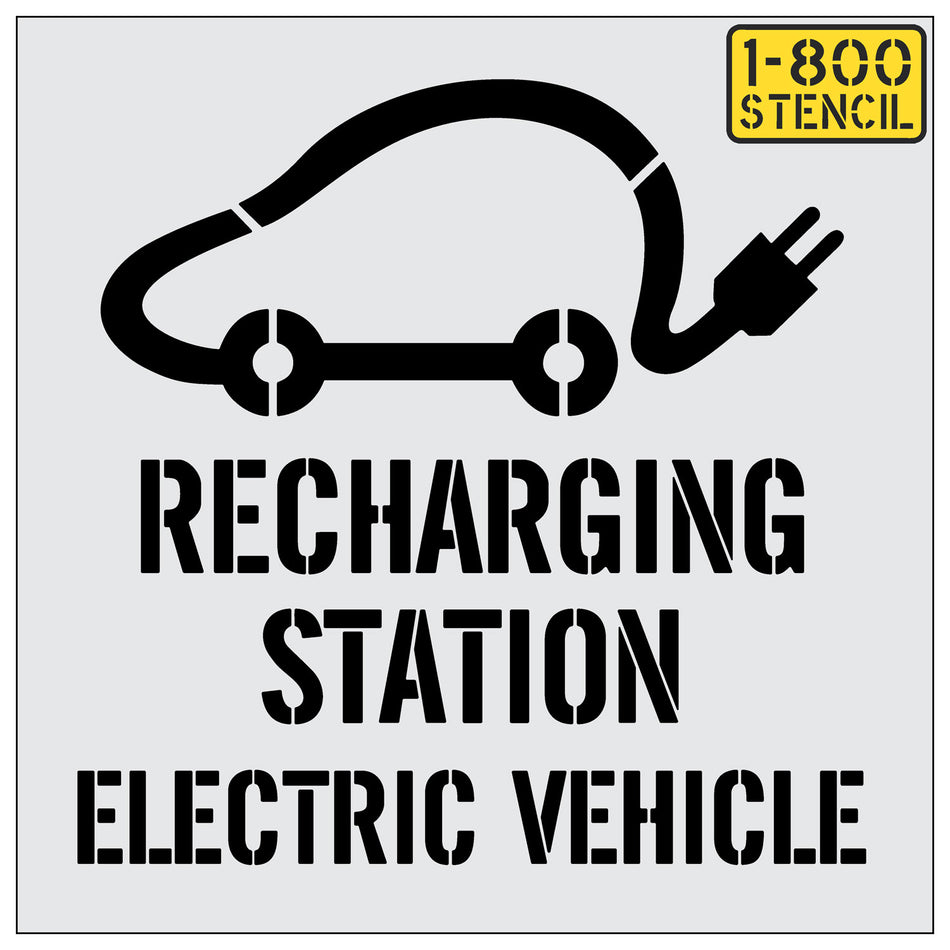 Recharging Station EV Symbol with Tail Plug Stencil - (21"-30")