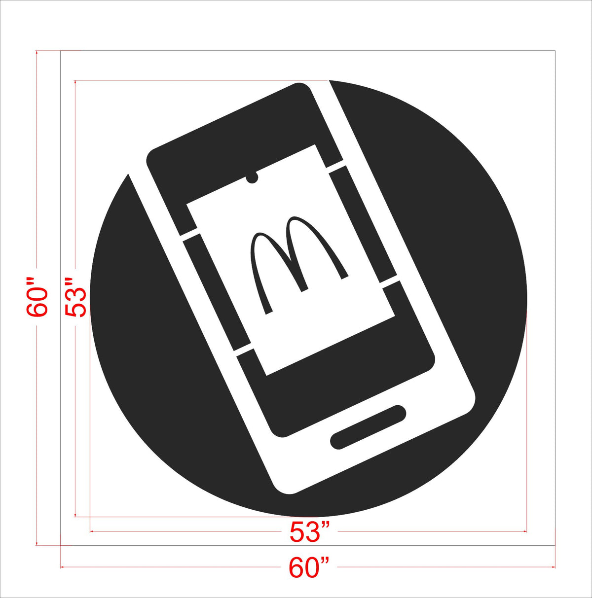 53" McDonalds Online Order Stencil - High-quality stencil for pavement marking, durable and reusable