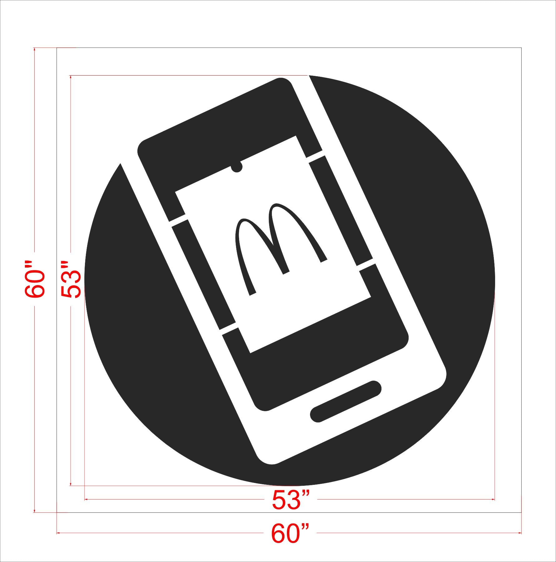 53" McDonalds Online Order Stencil - High-quality stencil for pavement marking, durable and reusable