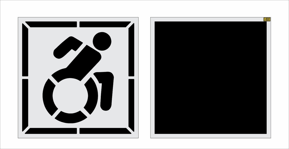 NYSDOT 45" Accessible Handicap w/ 56" Border and 56" Background Stencil - High-quality stencil for pavement marking, durable and reusable