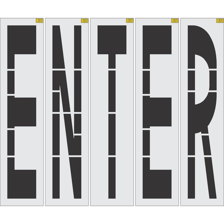 96 inch ENTER stencil for large-format parking lot and roadway directional pavement striping applications
