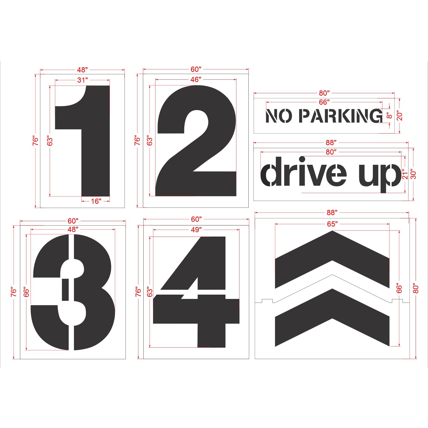 {7 pc} Target Pro Striping Stencil Kit - High-quality stencil for pavement marking, durable and reusable