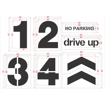 {7 pc} Target Pro Striping Stencil Kit - High-quality stencil for pavement marking, durable and reusable