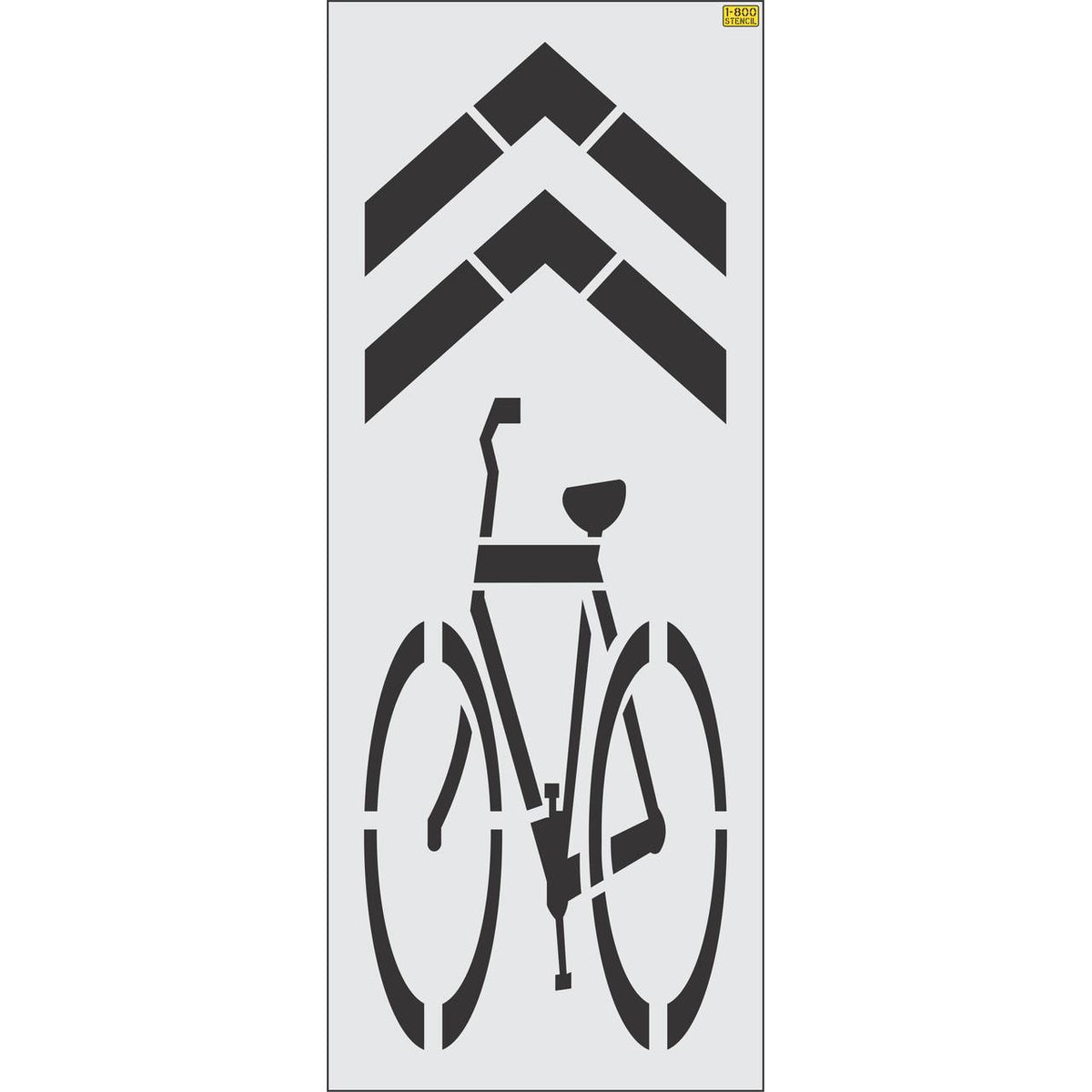 111 inch Legacy sharrow SHARED BIKE LANE pavement marking stencil for municipal roadway striping applications
