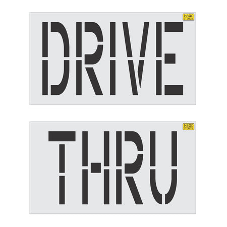 24 inch DRIVE THRU pavement marking stencil for restaurant and commercial parking lot drive lane striping
