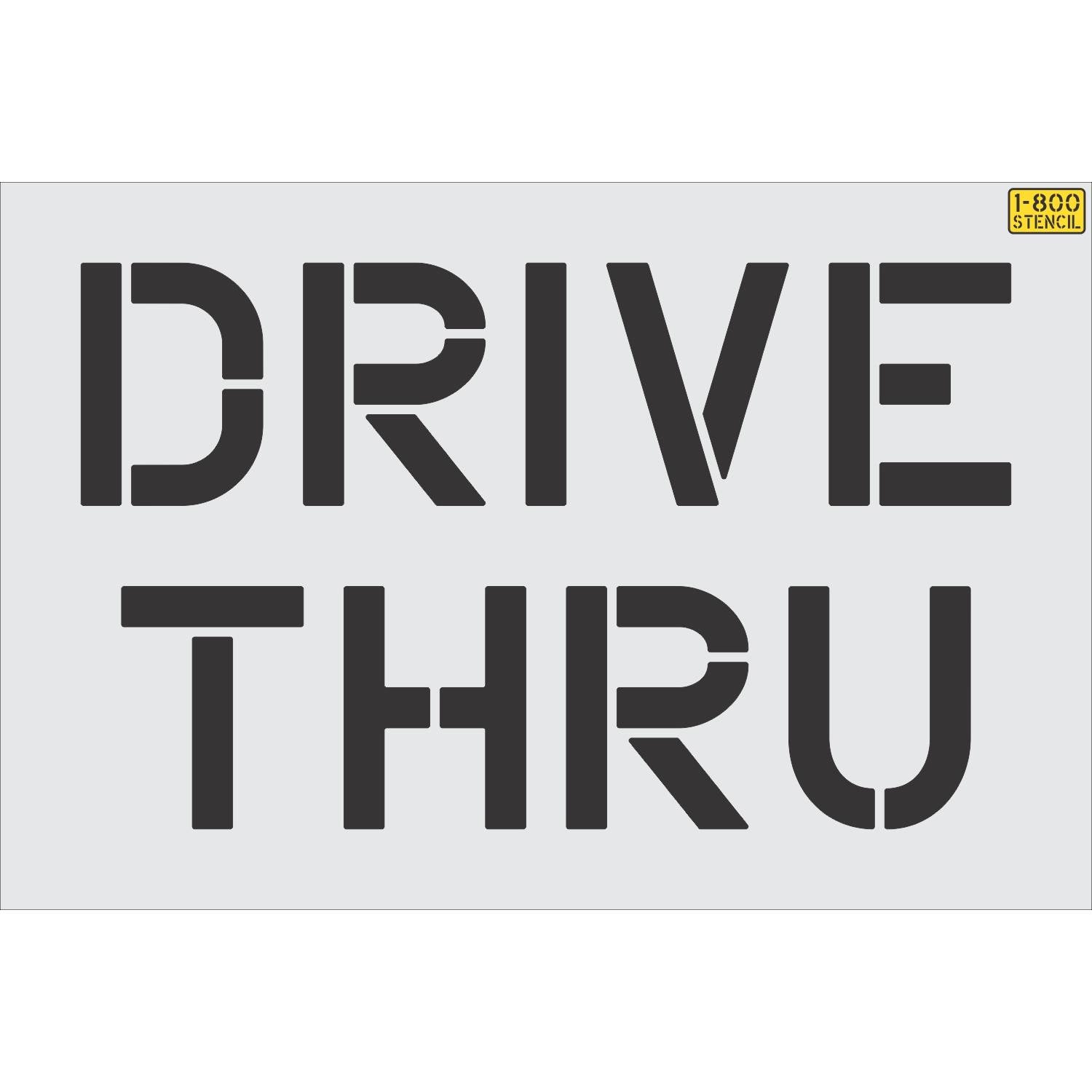 12" DRIVE THRU Stencil - High-quality stencil for pavement marking, durable and reusable