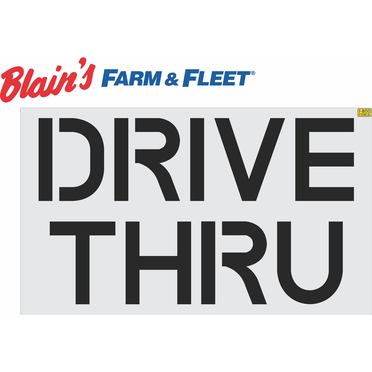 24 inch Farm and Fleet DRIVE THRU pavement marking stencil for retail drive lane and parking lot striping applications