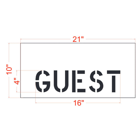 4 inch GUEST curb stencil for curb, equipment, and small pavement marking applications