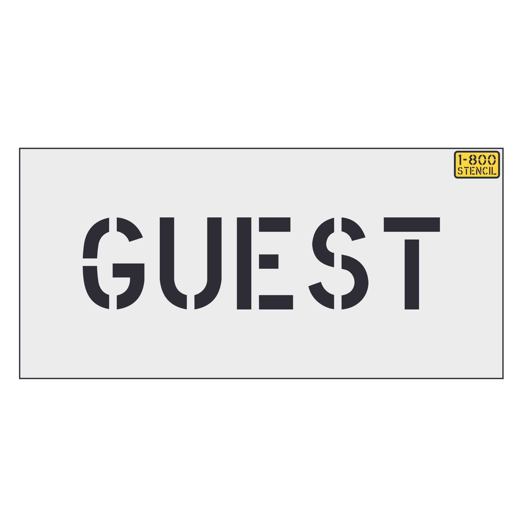 4 inch GUEST standard stencil for curb, equipment, and small pavement marking applications