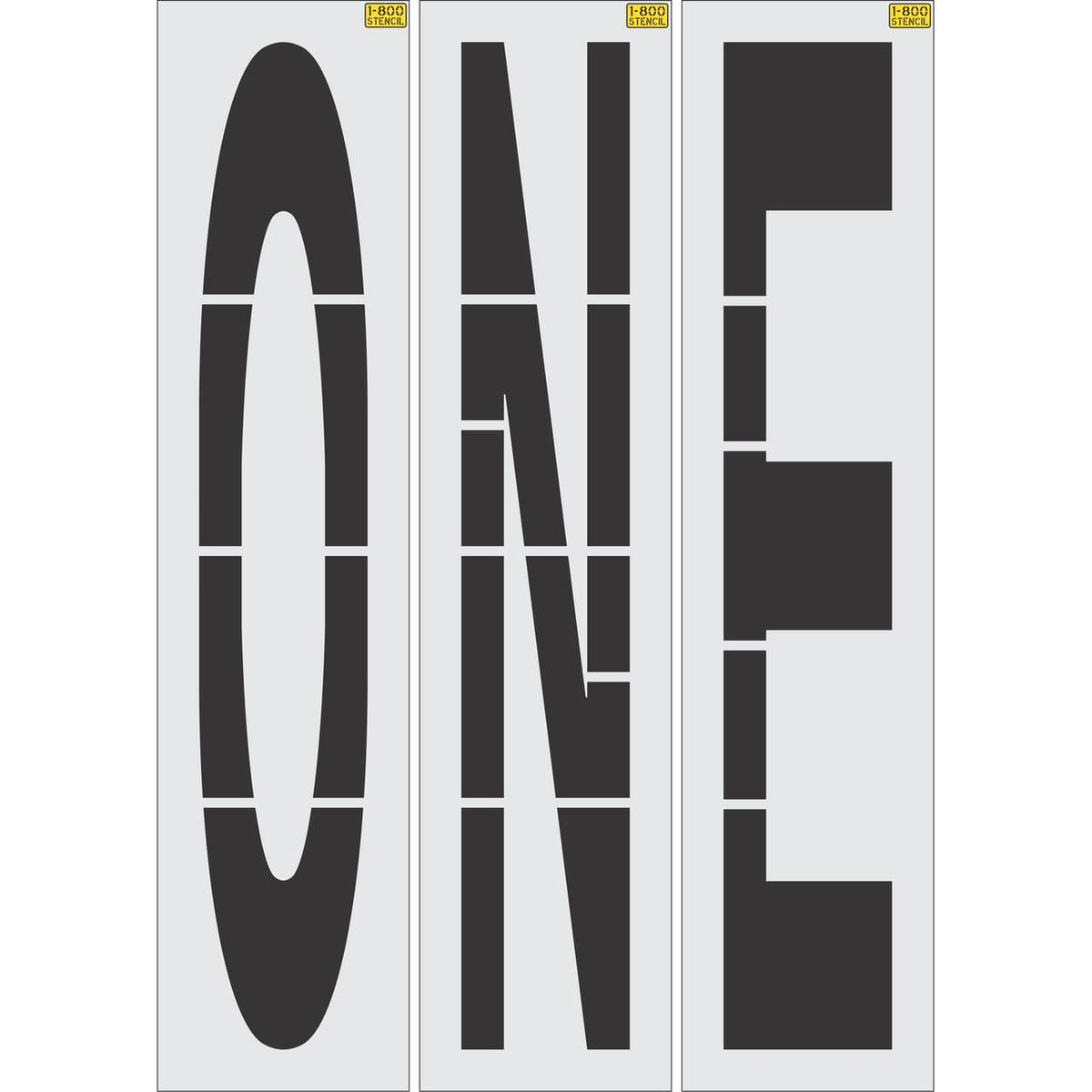 96 inch ONE stencil for large-format roadway and parking lot directional pavement striping applications