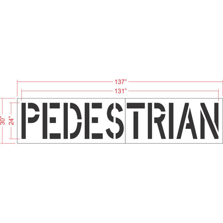 24 inch PEDESTRIAN pavement marking stencil for crosswalk and roadway safety striping applications