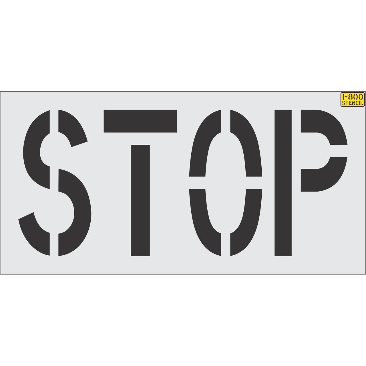 24 inch STOP stencil for parking lot and warehouse pavement marking use