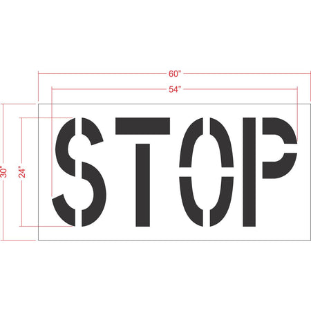 24 inch STOP stencil for parking lot and warehouse pavement marking use