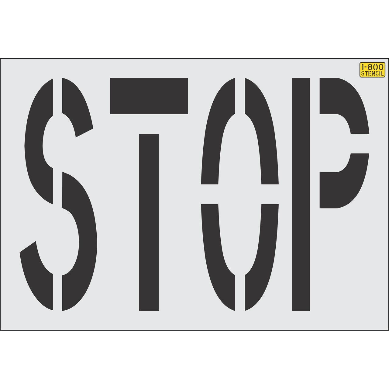 36 inch STOP stencil for roadway and parking lot pavement marking applications
