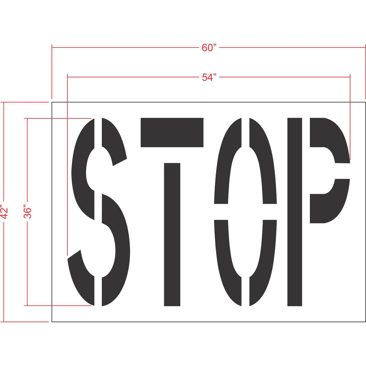 36 inch STOP stencil for roadway and parking lot pavement marking applications