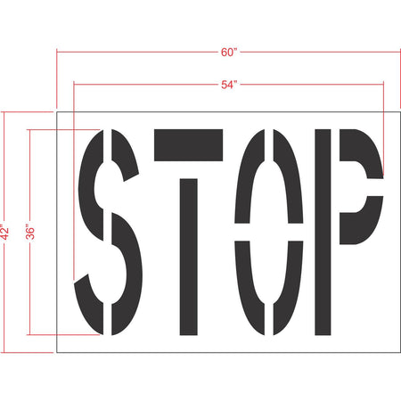 36 inch STOP stencil for roadway and parking lot pavement marking applications