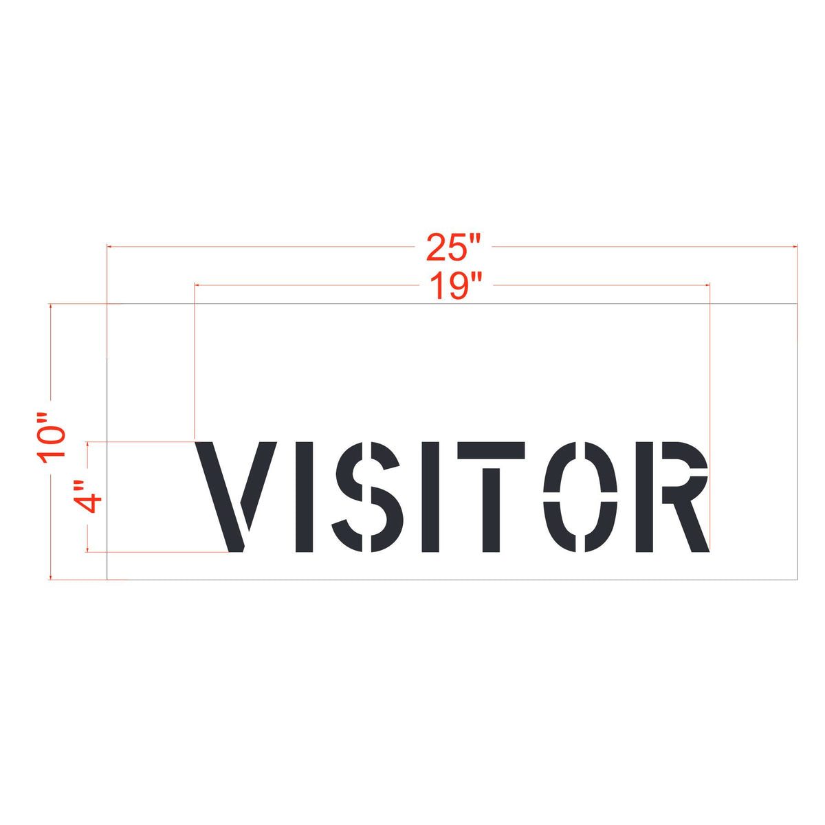 4 inch VISITOR curb stencil for parking lot and commercial curb marking applications