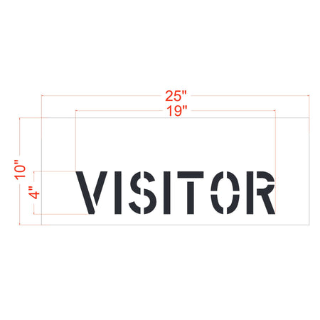 4 inch VISITOR curb stencil for parking lot and commercial curb marking applications
