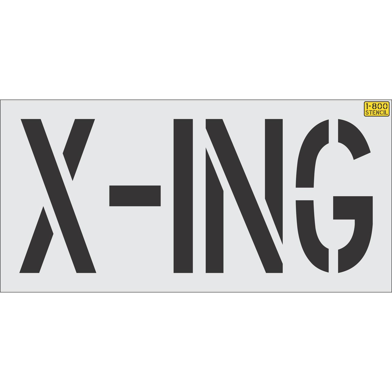 24 inch X-ING pavement marking stencil for pedestrian crossing and roadway traffic control applications