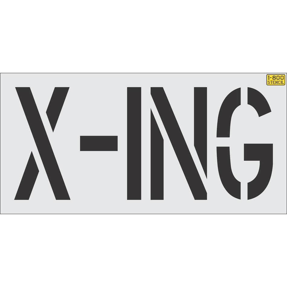 24 inch X-ING pavement marking stencil for pedestrian crossing and roadway traffic control applications