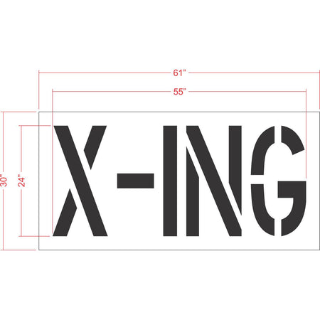 24 inch X-ING pavement marking stencil for pedestrian crossing and roadway traffic control applications