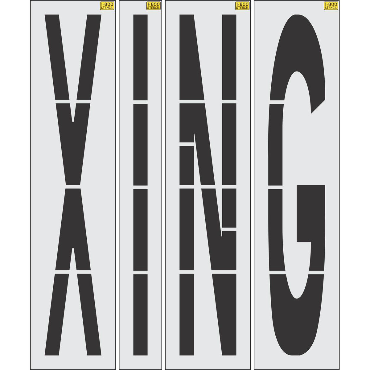 96 inch X ING stencil for roadway and pedestrian crossing pavement marking applications