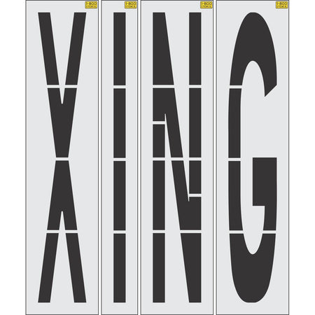 96 inch X ING stencil for roadway and pedestrian crossing pavement marking applications