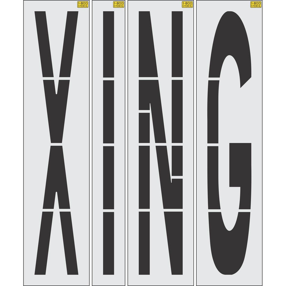96 inch X ING stencil for roadway and pedestrian crossing pavement marking applications