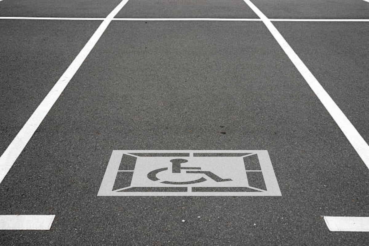 36 inch California legacy handicap pavement marking stencil for accessible parking lot striping applications