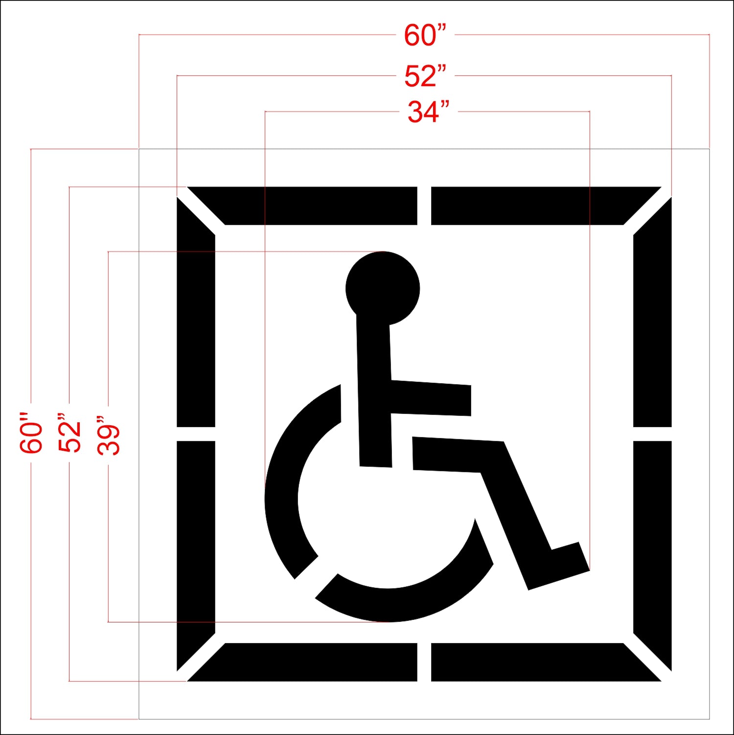 39 inch DOT handicap pavement marking stencil for ADA accessible parking lot striping applications