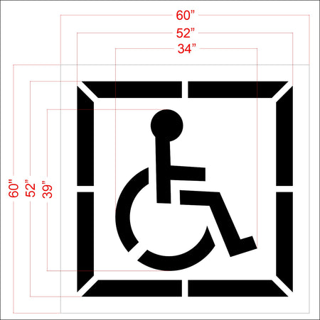39 inch DOT handicap pavement marking stencil for ADA accessible parking lot striping applications