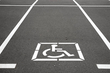39 inch DOT handicap pavement marking stencil for ADA accessible parking lot striping applications