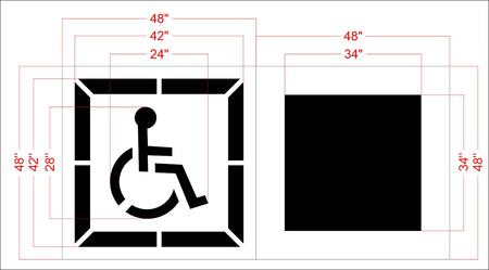 28" Handicap Stencil w/ Background - High-quality stencil for pavement marking, durable and reusable