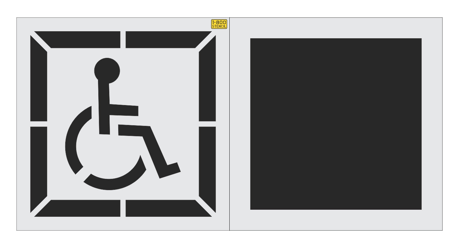 30" Handicap Stencil w/ Background - High-quality stencil for pavement marking, durable and reusable