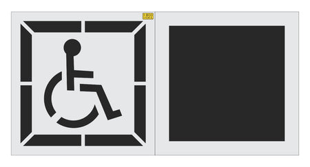 30" Handicap Stencil w/ Background - High-quality stencil for pavement marking, durable and reusable