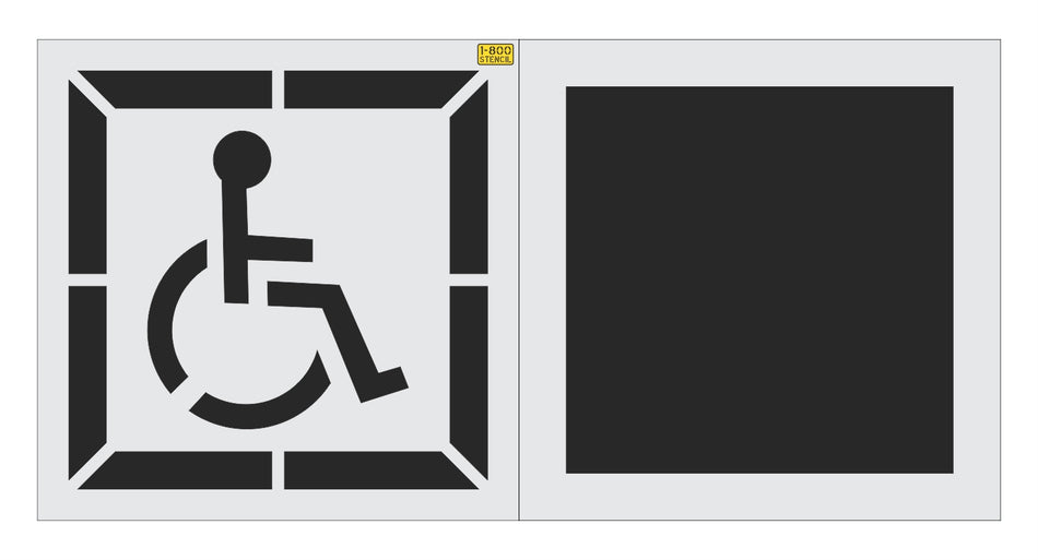 30" Handicap Stencil w/ Background - High-quality stencil for pavement marking, durable and reusable
