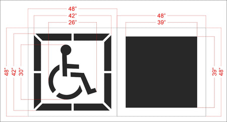 30" Handicap Stencil w/ Background - High-quality stencil for pavement marking, durable and reusable