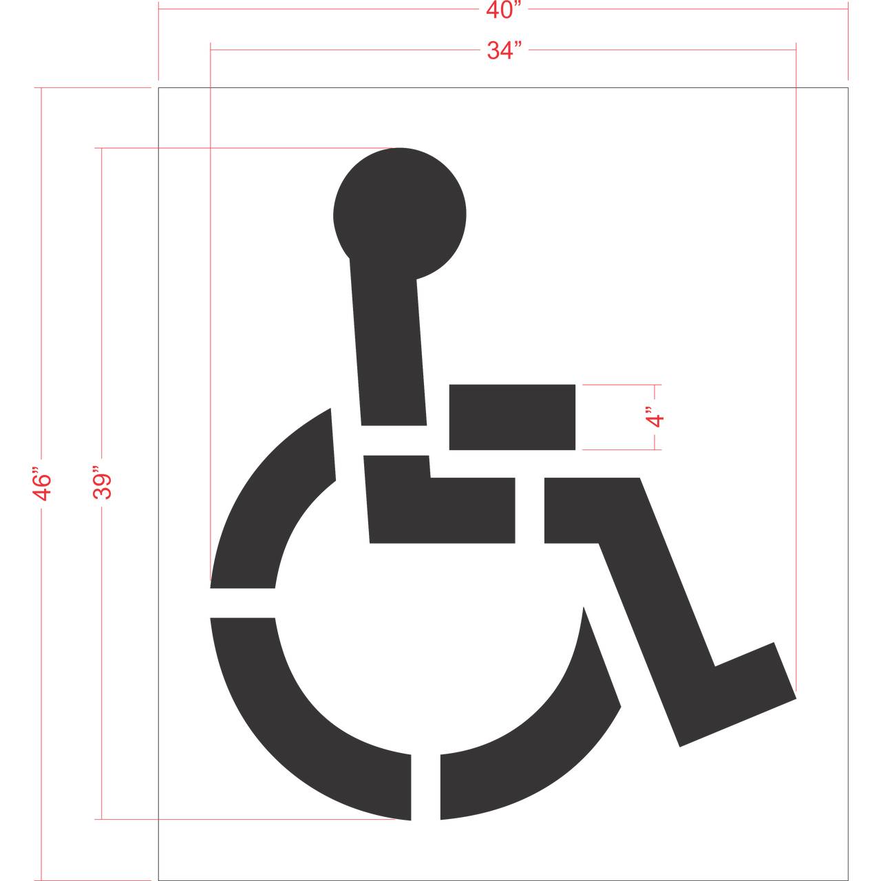 39 inch Legacy Handicap stencil for ADA accessible parking space pavement marking