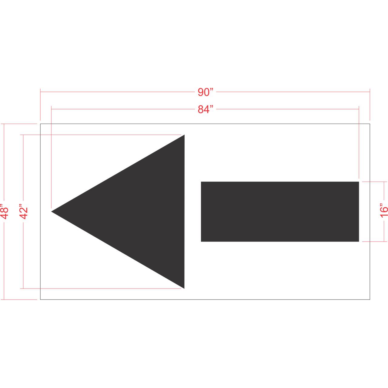 84 inch straight arrow stencil for commercial parking lot and roadway directional pavement striping applications