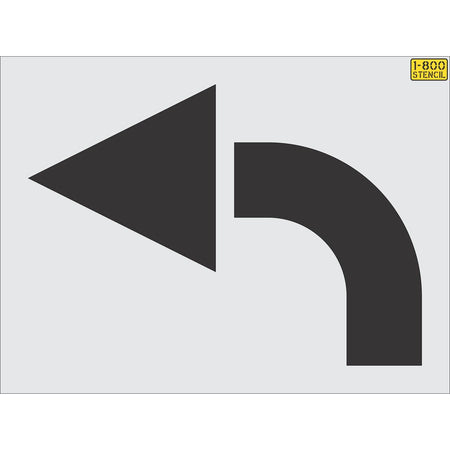 42 inch turn arrow stencil for commercial parking lot and roadway directional pavement striping applications