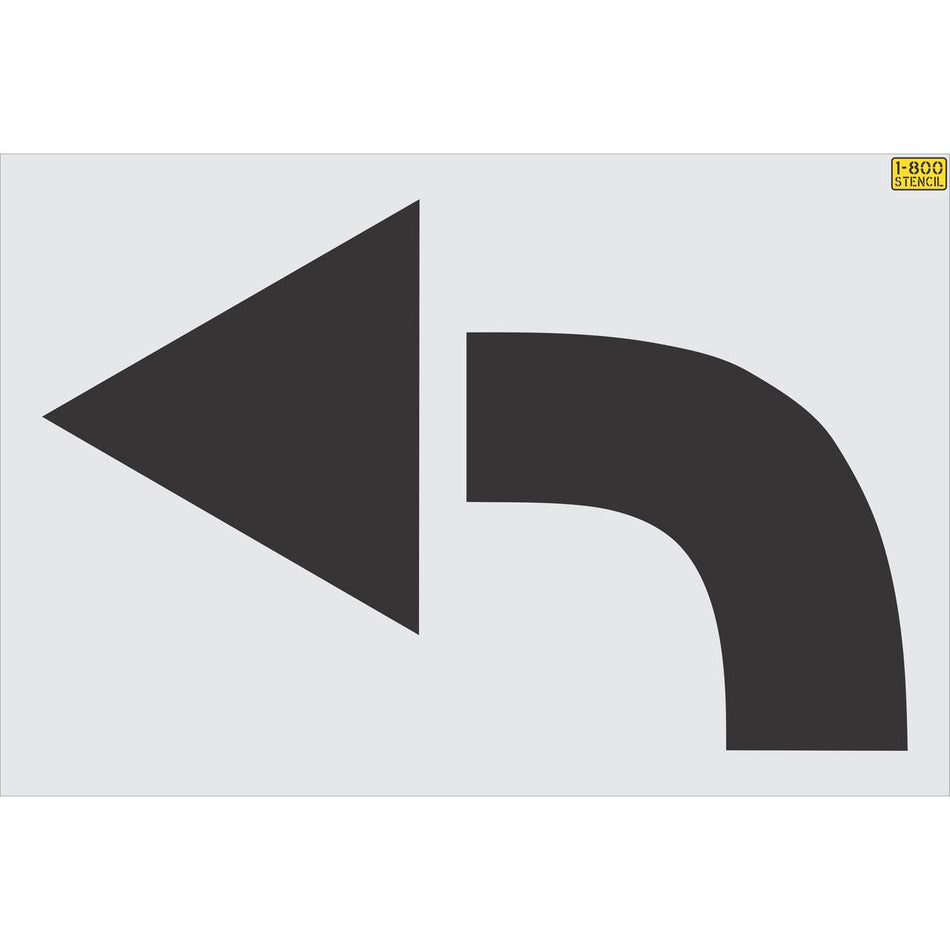 62 inch turn arrow stencil for commercial parking lot and roadway directional pavement striping applications