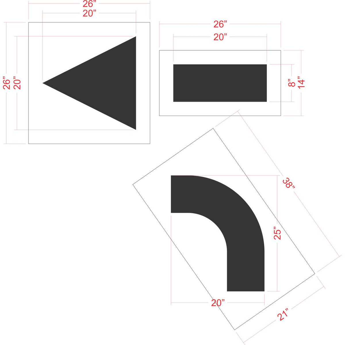 42 inch Arrow Combo Kit stencil for parking lot and roadway directional pavement marking applications