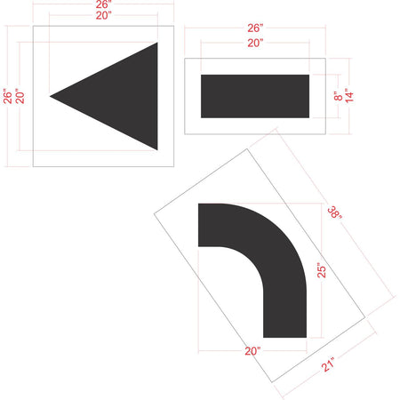 42 inch Arrow Combo Kit stencil for parking lot and roadway directional pavement marking applications
