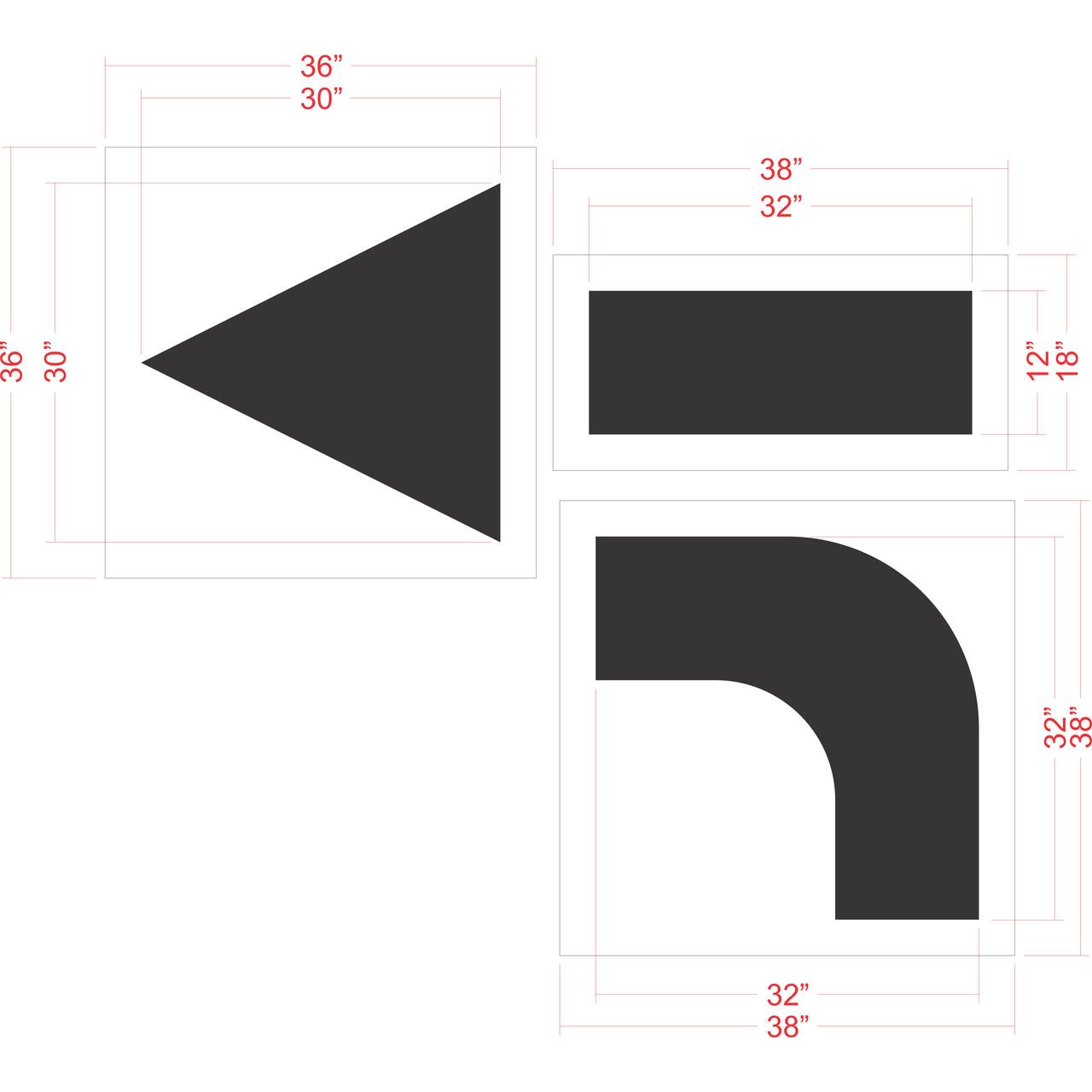 62 inch arrow combo kit stencil for commercial parking lot and roadway directional pavement striping applications